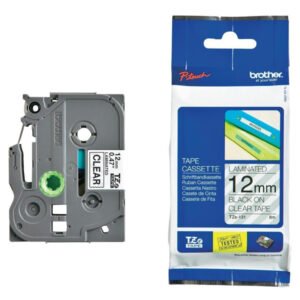 Brother TZe-131 Label Tape – Black on Clear, 12mm Wide