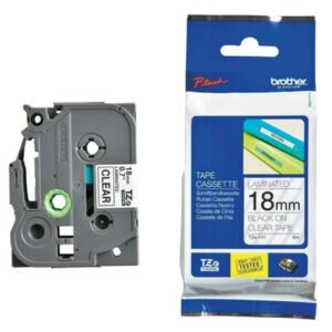 Brother TZe-141 Label Tape – Black on Clear, 18mm Wide