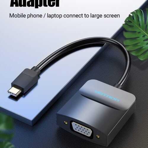 Vention USB-C to VGA Adapter 0.15M – Black ABS