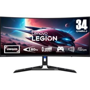 Lenovo Legion R34w-30 34" WQHD Curved Gaming Monitor – 180Hz, 1500R Curvature