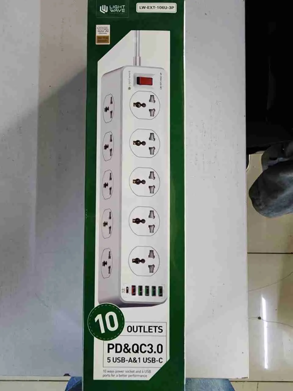 Lightwave Extension Socket 10 Way with 6 USB Fast Charging Ports 2 Metres