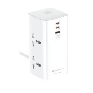 Lightwave Extension Socket 3 Metres 4 Way with 70W 3 USB Ports and Surge Protection