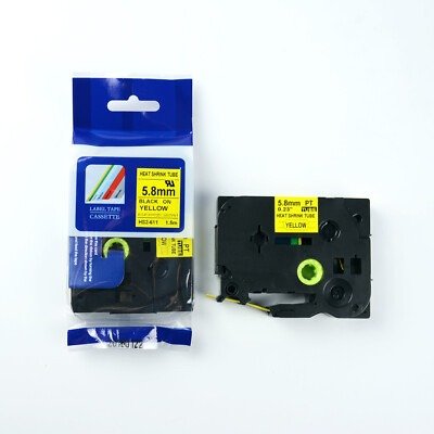 Brother HS2-611 heat shrink tube black on yellow