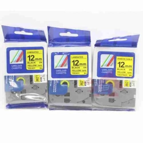 Brother HS2-631 12mm black on yellow heat shrink tube